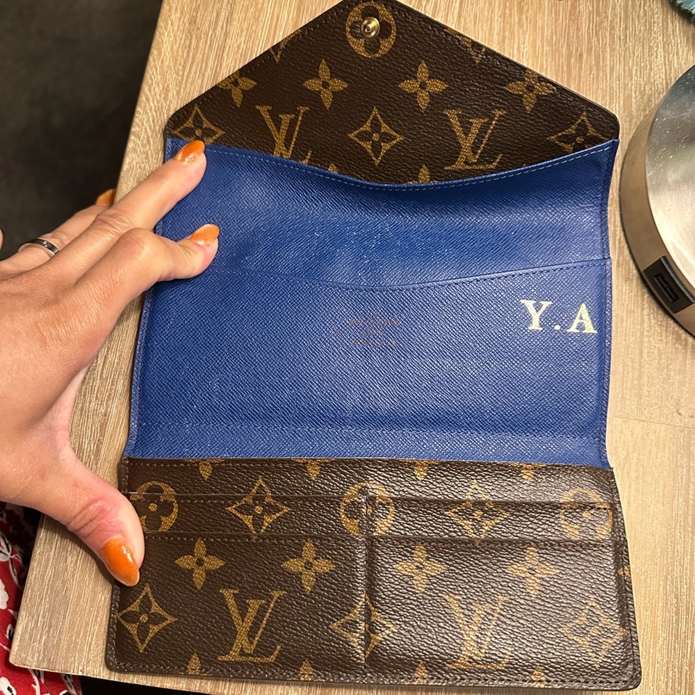 Louis Vuitton Brown Monogram Wallet with Blue Interior